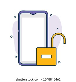 Vector icon of a smart phone with unlock idea
