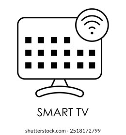 Icono de Vector para caja de TV inteligente. Representa un dispositivo de transmisión diseñado para entregar contenido digital y televisión basada en Internet a televisores inteligentes.