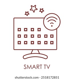 Icono de Vector para caja de TV inteligente. Representa un dispositivo de transmisión diseñado para entregar contenido digital y televisión basada en Internet a televisores inteligentes.