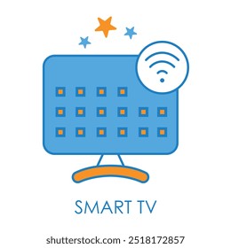 Icono de Vector para caja de TV inteligente. Representa un dispositivo de transmisión diseñado para entregar contenido digital y televisión basada en Internet a televisores inteligentes.