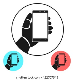 Vector icon smartphone in hand. For graphic and web design.
