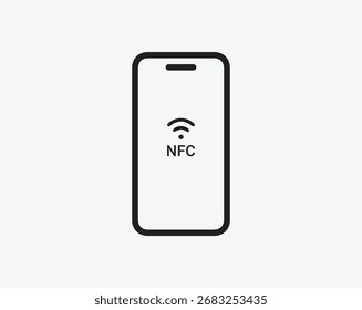 Icono de Vector de un teléfono inteligente con señal NFC. Representa pagos móviles sin contacto, comunicación inalámbrica, billetera digital, fintech, banca, transacciones seguras y aplicaciones de tecnología moderna