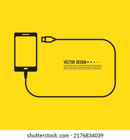 Icono vector del smartphone con carga usb en forma de marco.