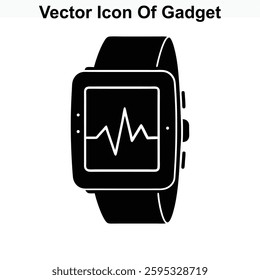 Vector Icon Of Smartwatch Gadget Displaying Heart Rate Monitoring