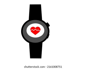 Vektorsymbol intelligenter Uhr mit Puls und gesundem Icon-Konzept für Gesundheit und Wohlbefinden