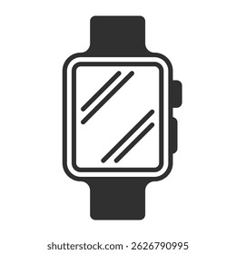 Vector icon of a smartwatch with a simple, modern design. Minimalist style, featuring a rectangular screen and side button, ideal for wearable technology concepts.