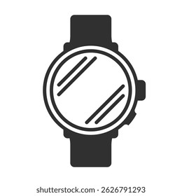 Vector icon of a smartwatch with a simple, modern design. Minimalist style, featuring a rectangular screen and side button, ideal for wearable technology concepts.