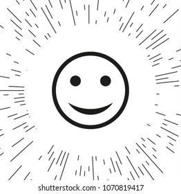 vector icon smile against the background of the rays