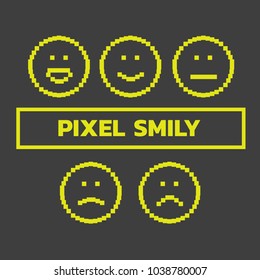 Vector Icon smiley pixel style , digital style for poll and questionnaire