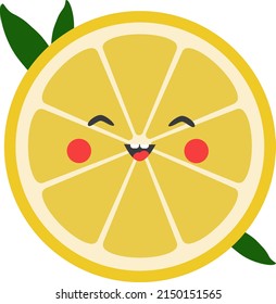 	
Vector icon with a smiling lemon slice in cartoon style	
