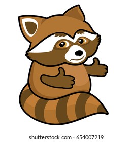 Vector icon of a smiling raccoon hug
