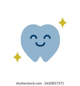 A vector icon of a smiling tooth character with an image of beautiful teeth.