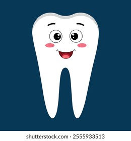 Vector icon of smiling tooth in cute cartoon style.