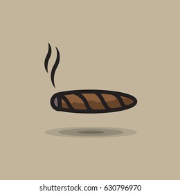 Vector icon smoking cigar. Illustration of smoking cuban cigar