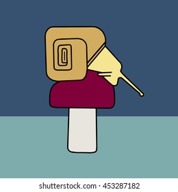 Vector icon snail on fungus