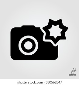 Vector icon of snapshot camera with flash