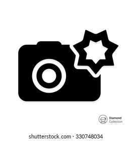 Vector icon of snapshot camera with flash