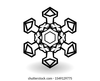 Vector icon snowflake 10 EPS. snowflake winter of black isolated silhouette on white background.