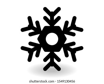 Vector icon snowflake 10 EPS. snowflake winter of black isolated silhouette on white background.