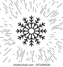 vector icon snowflake against the background of the rays