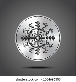 vector icon snowflake metallic isolated on dark background