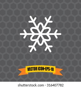 Vector Icon of Snowflake on Dark Gray Background. Eps.10.