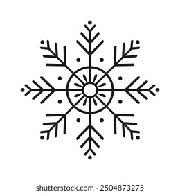 Vektorsymbol der Schneeflocken einzeln auf weißem Hintergrund für das neue Jahr Symbol für Winter, Schnee, Eis