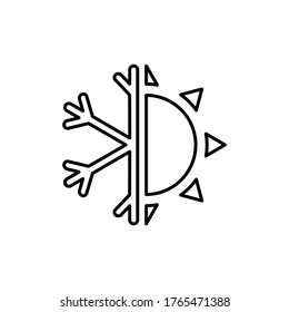 Vector icon of snowflakes and sun on a light background.