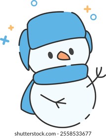 Vector Icon Snowman with Blue Colors