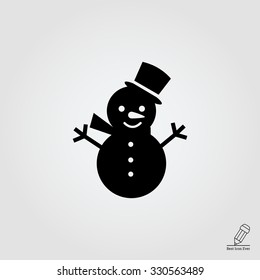 Vector icon of snowman with hat and scarf