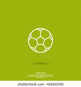 Vector icon of a soccer ball on a green background. 
