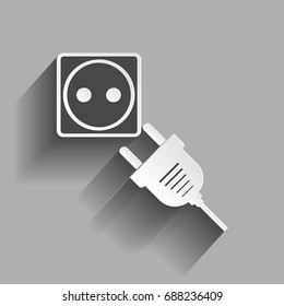 Vector icon socket and plugs. Vector illustration with shadow design.
