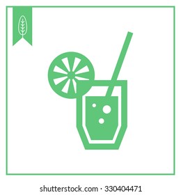 Vector icon of soda glass with straw