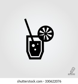 Vector icon of soda glass with straw