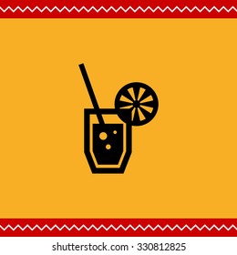 Vector icon of soda glass with straw