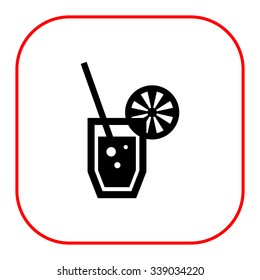 Vector icon of soda glass with straw