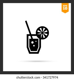 Vector icon of soda glass with straw