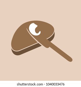 Vector icon of soft butter spread on slice of bread