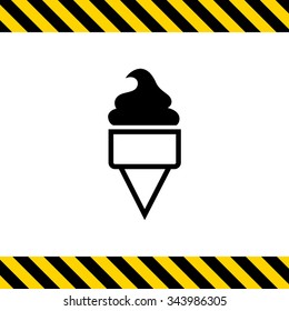 Vector icon of soft ice cream in waffle cone