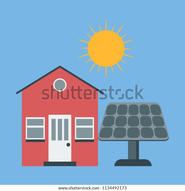 Vector Icon Solar Panel House Sun Stock Vector Royalty Free