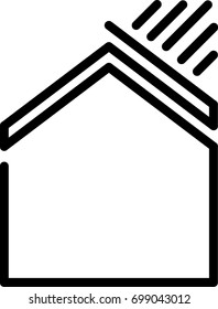 Vector icon of solar panels and energy, wind and rain protection or self sufficiency
