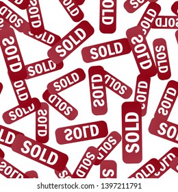 Vector icon sold red stamp. Sold  vector illustration seamless pattern on a white background. 