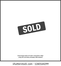 Vector icon sold stamp. Sold on white isolated background. Layers grouped for easy editing illustration. For your design.