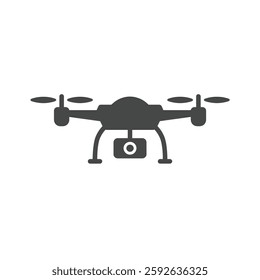 Vector icon: A Solid Depiction of a Drone, Representing Ai in Aerial Surveillance and Automation