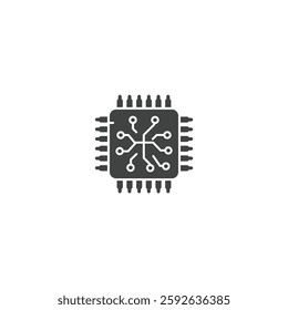 Vector icon: A Solid Depiction of a Microchip