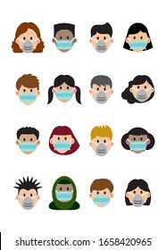 Vector icon: Some people's faces use medical masks