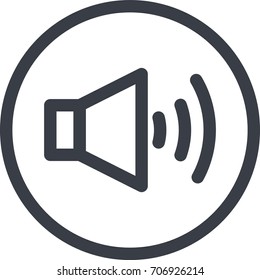 Vector Icon of a sound on button in line art style. Pixel perfect. Player and multimedia icon.