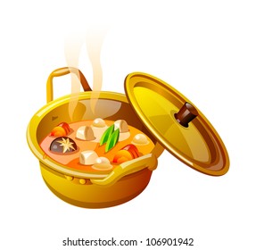 vector icon soup in the pot