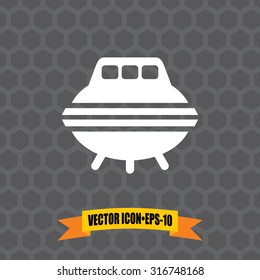 Vector Icon of Space Ship on Dark Gray Background. Eps.10.
