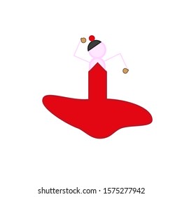vector icon of spanish flamenco woman formed with simple shapes